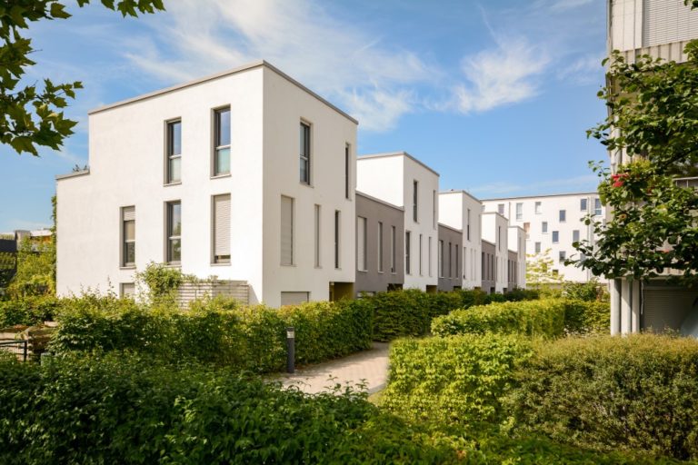 Modern townhouses in a residential area