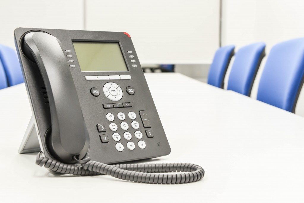 digital telephone in a conference room