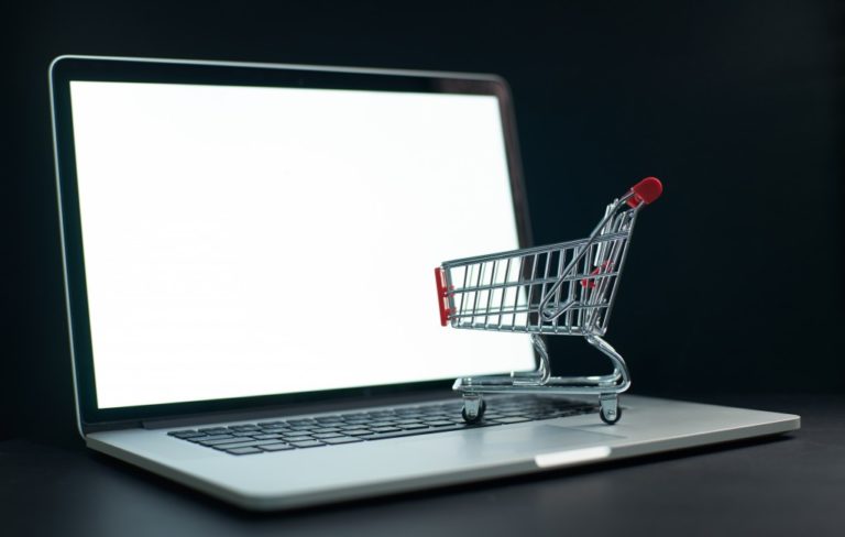 shopping cart on laptop