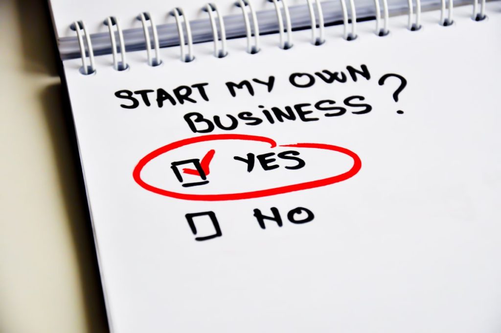 note that reads "start my own business?" with yes checked